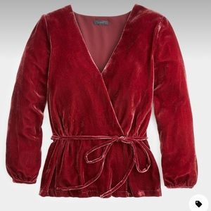 J Crew Faux Wrap Top in Drapey Velvet